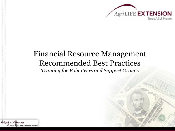 Financial Resource Management Recommended Best Practices