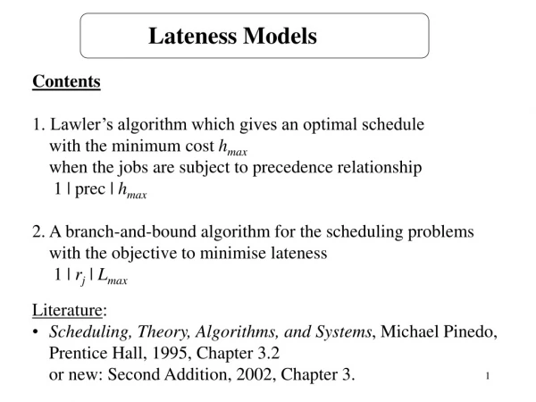 Lateness Models
