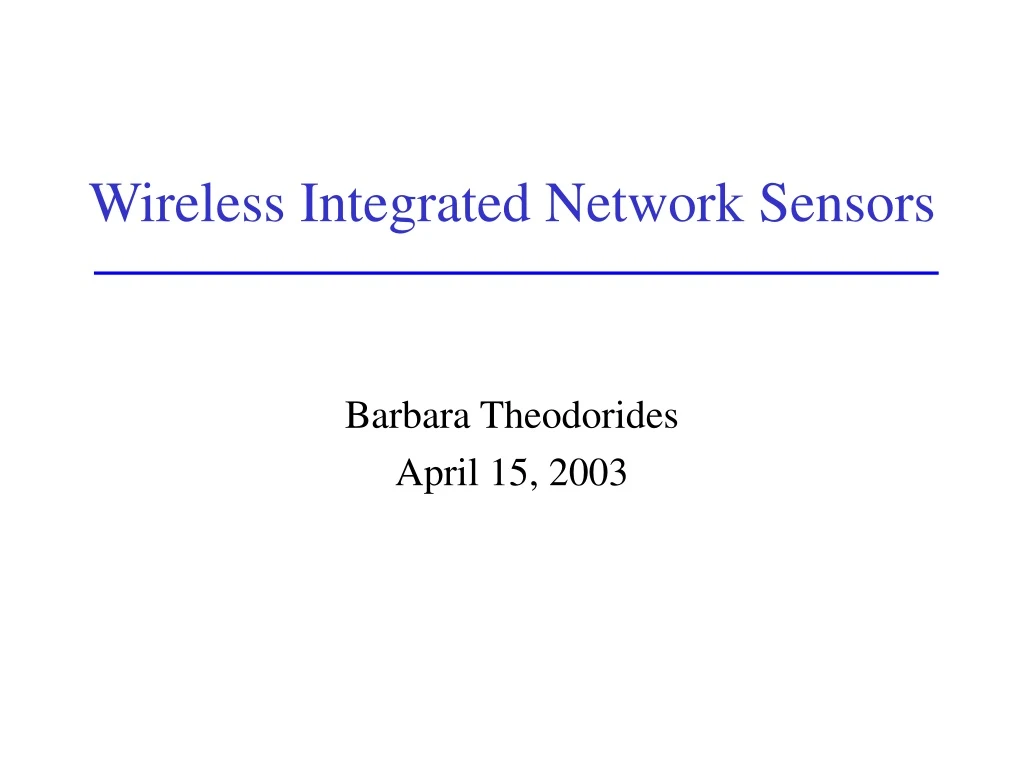 wireless integrated network sensors