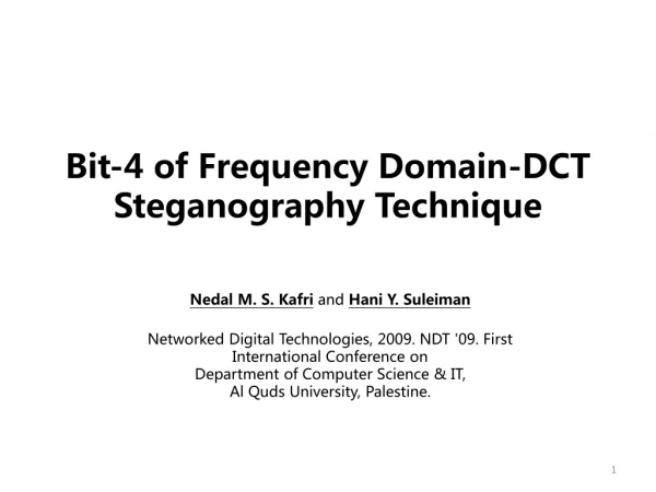 Bit-4 of Frequency Domain-DCT Steganography Technique