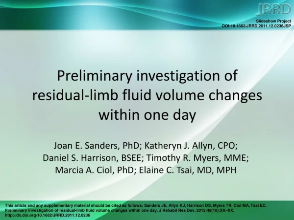 Preliminary investigation of  residual-limb fluid volume changes within one day
