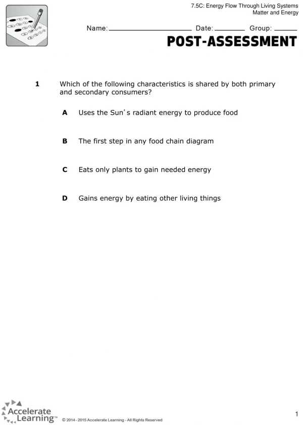 7.5C: Energy Flow Through Living Systems Matter and Energy
