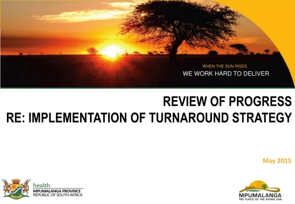 REVIEW OF PROGRESS RE: IMPLEMENTATION OF TURNAROUND STRATEGY