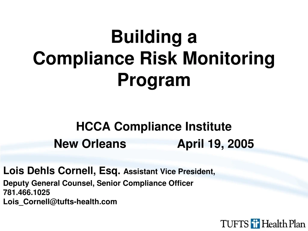 building a compliance risk monitoring program