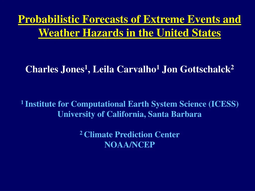 probabilistic forecasts of extreme events