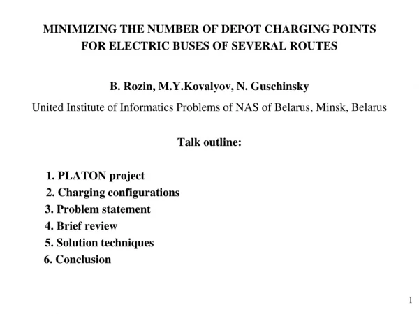 MINIMIZING THE NUMBER OF DEPOT CHARGING POINTS  FOR ELECTRIC BUSES OF SEVERAL ROUTES