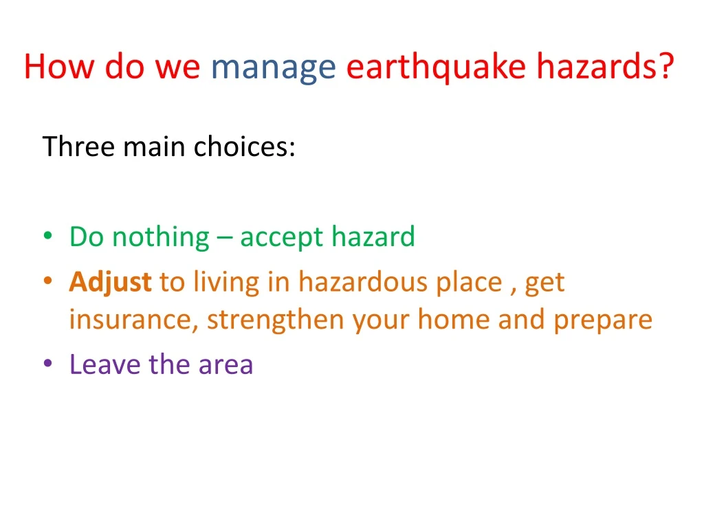 how do we manage earthquake hazards