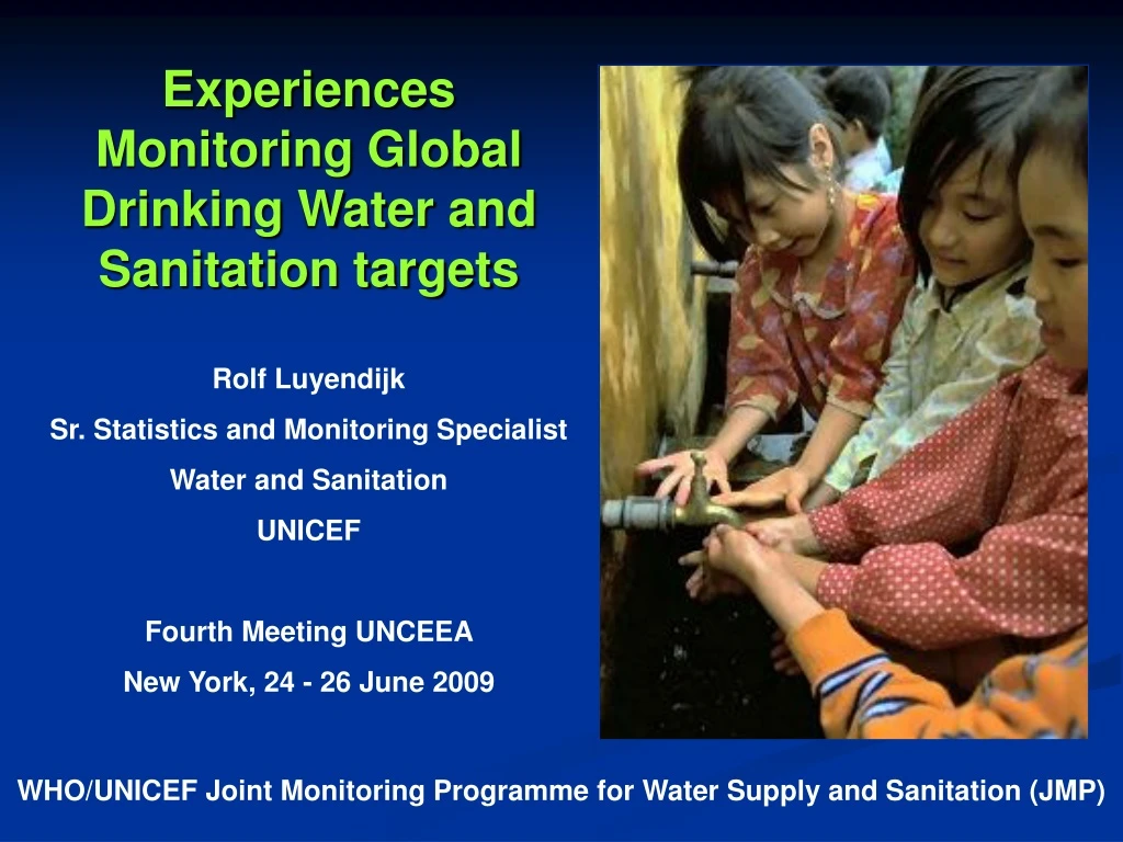 experiences monitoring global drinking water and sanitation targets