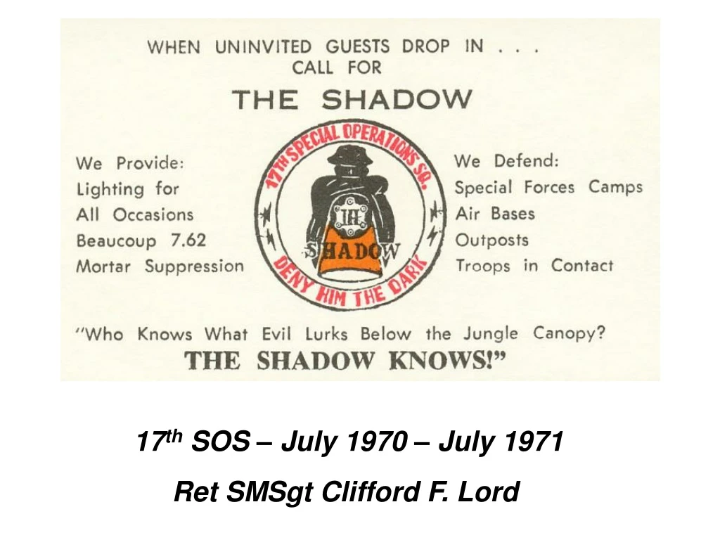 17 th sos july 1970 july 1971 ret smsgt clifford