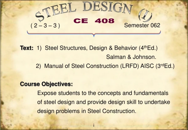 Text:   1)  Steel Structures, Design &amp; Behavior (4 th Ed.)