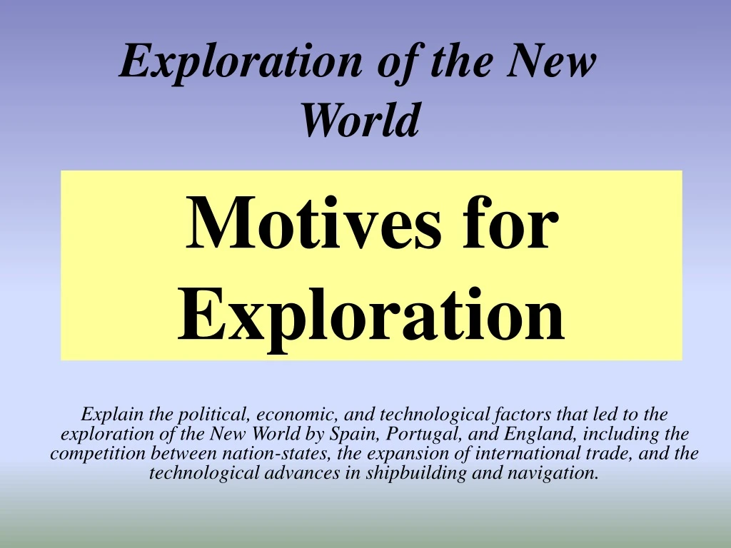 exploration of the new world