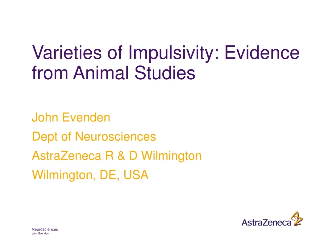 varieties of impulsivity evidence from animal studies