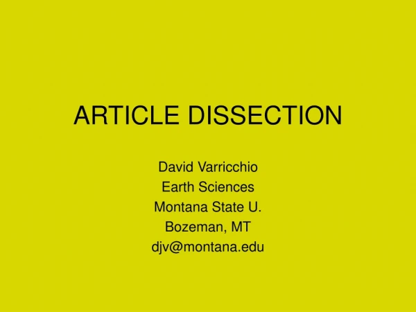 ARTICLE DISSECTION