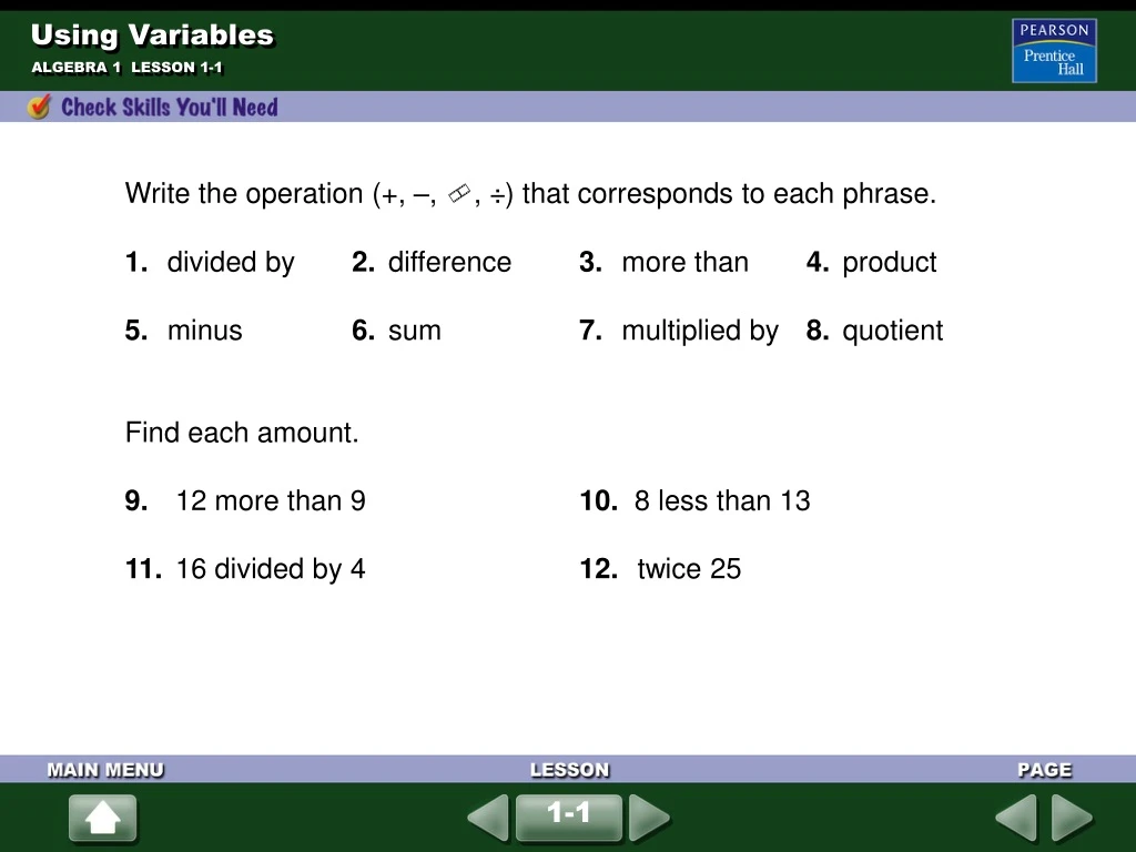 using variables