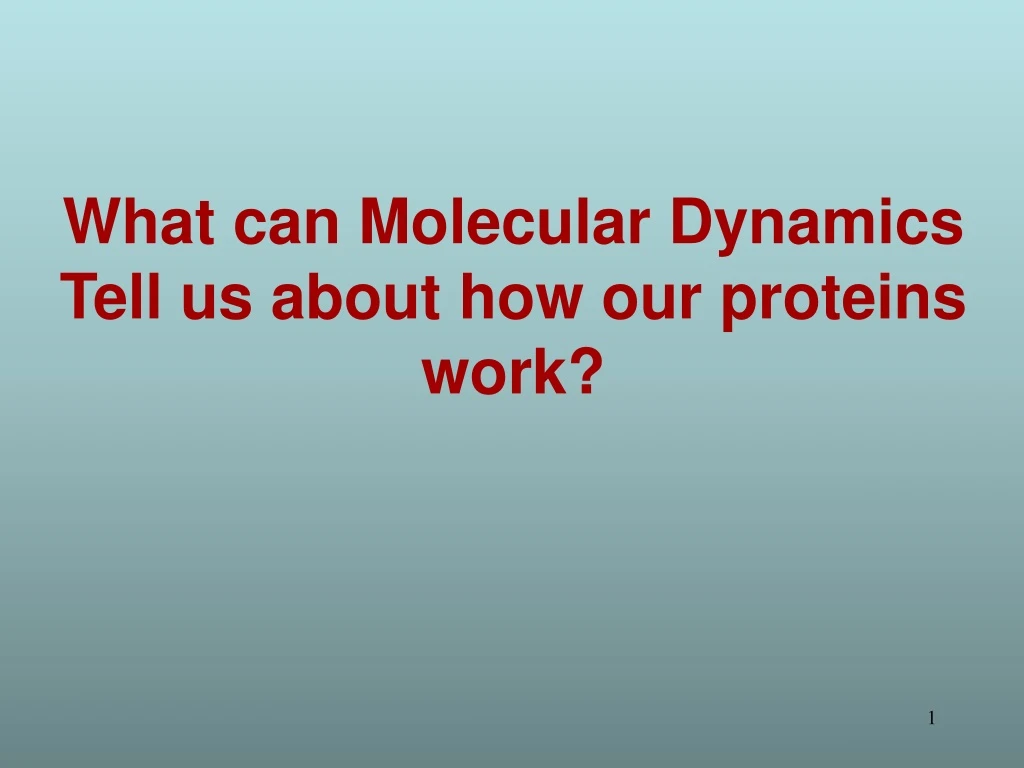 what can molecular dynamics tell us about