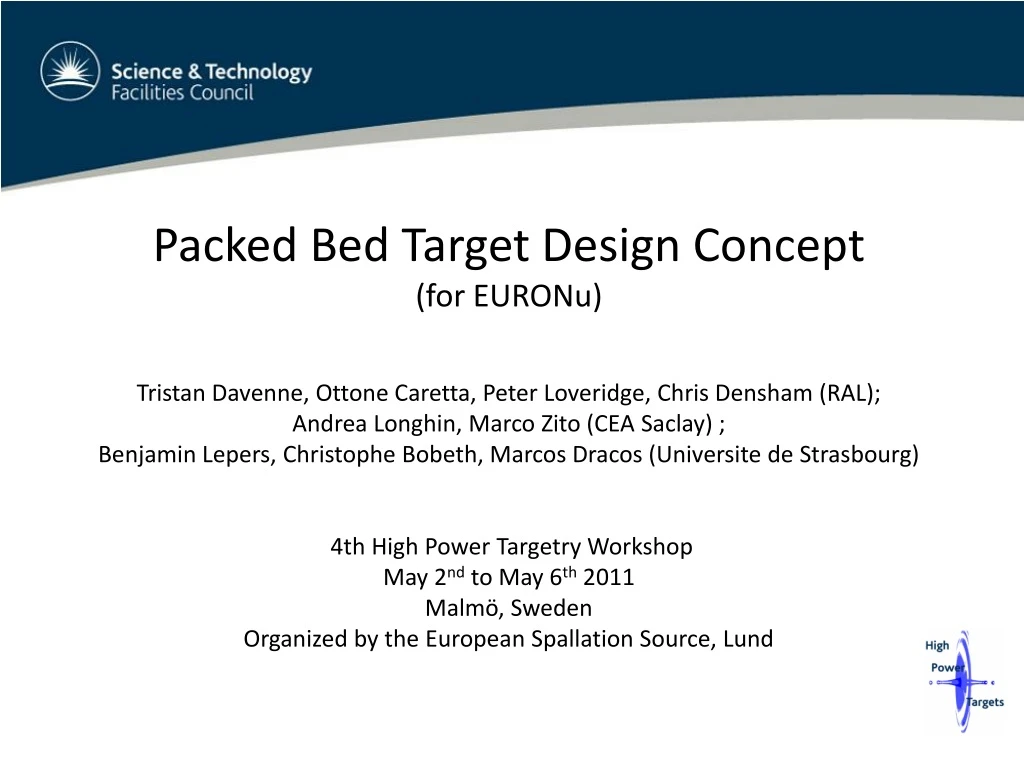 packed bed target design concept for euronu