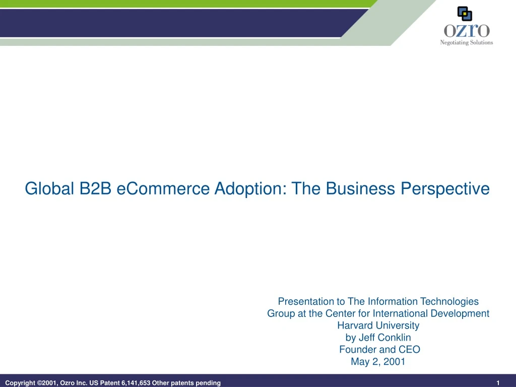 global b2b ecommerce adoption the business perspective