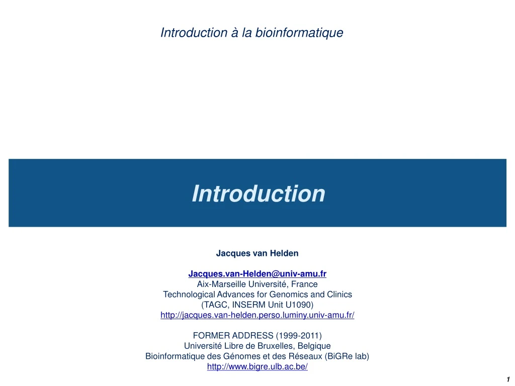 introduction la bioinformatique