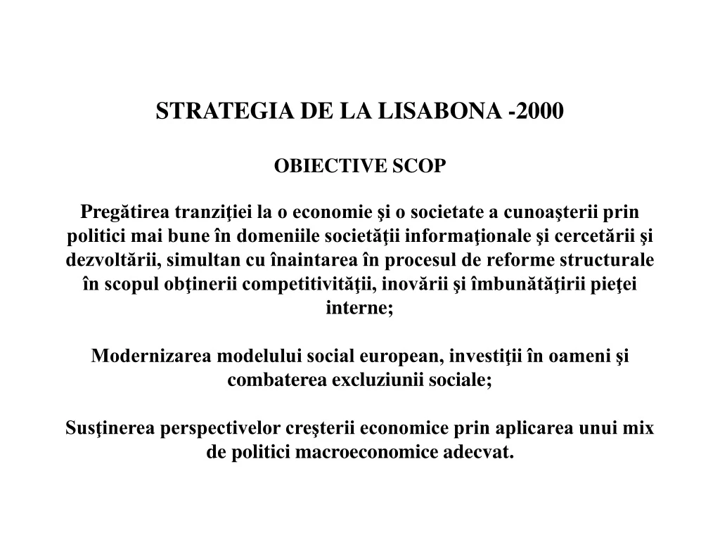 strategi a de la lisabona 2000 obiective scop
