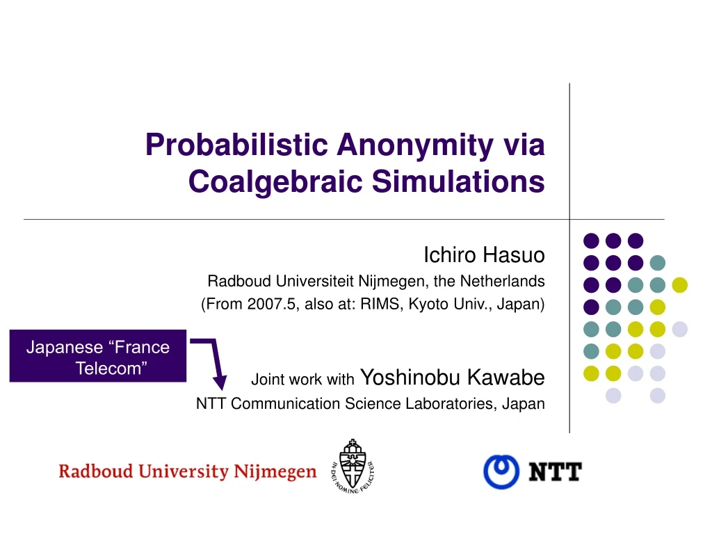 probabilistic anonymity via coalgebraic simulations