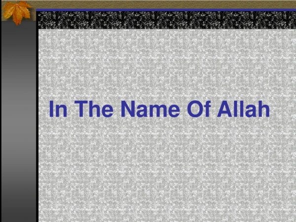 In The Name Of Allah
