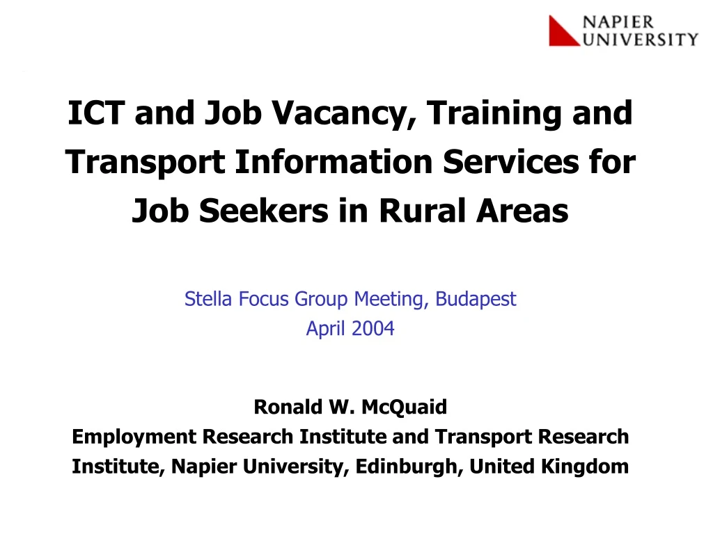 ict and job vacancy training and transport