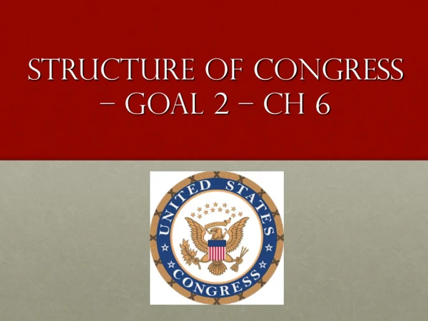 Structure of Congress – Goal 2 – Ch 6