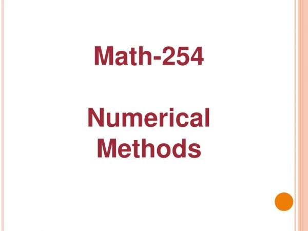 Math-254 Numerical Methods