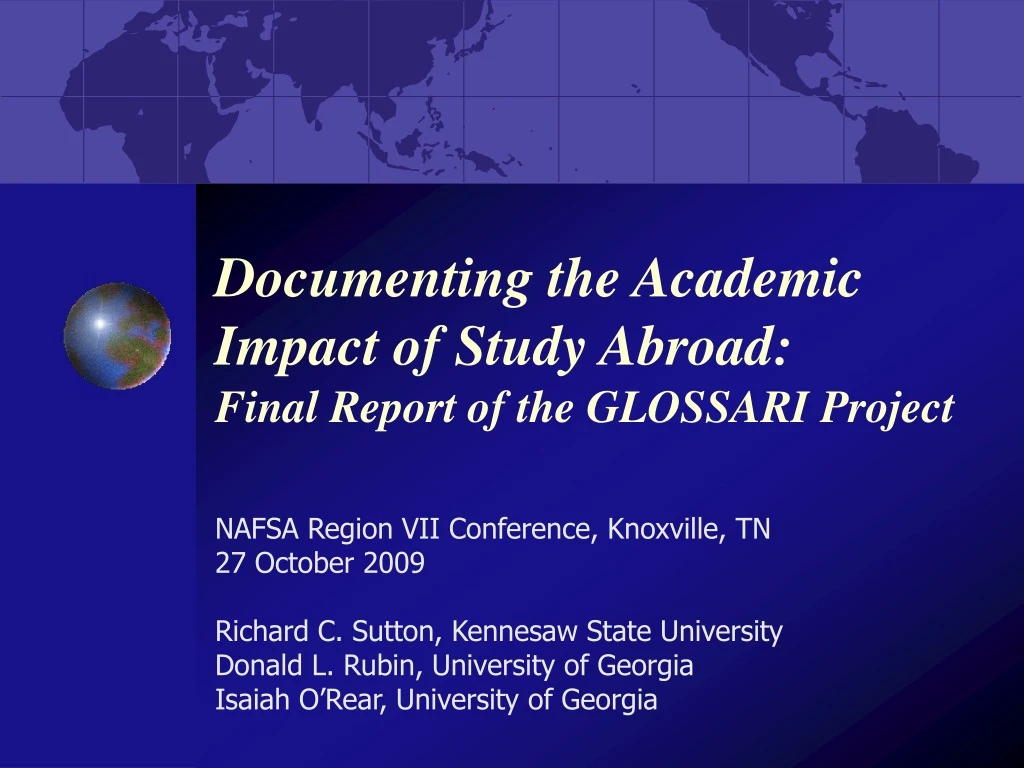 documenting the academic impact of study abroad final report of the glossari project