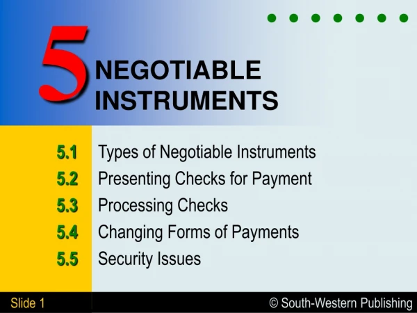 NEGOTIABLE INSTRUMENTS