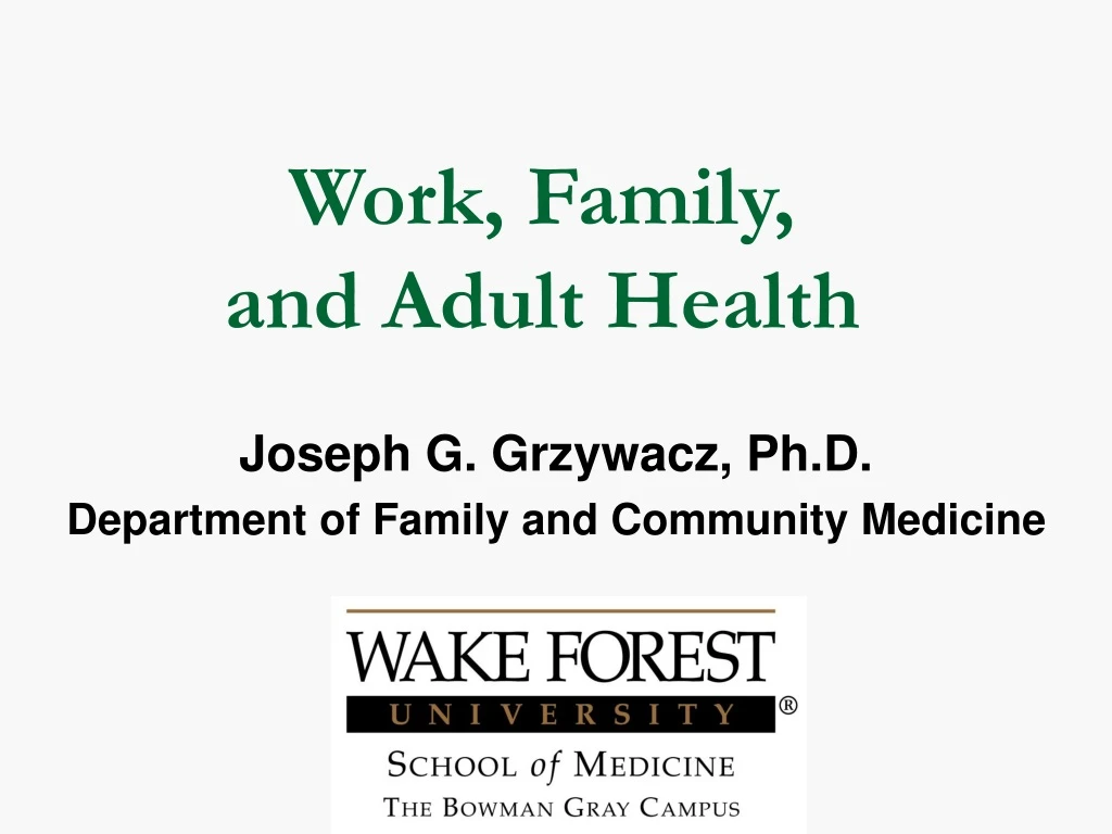 work family and adult health