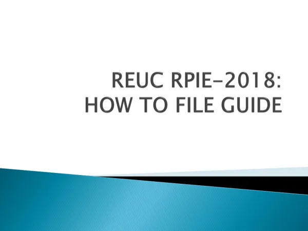 REUC RPIE-2018: HOW TO FILE GUIDE