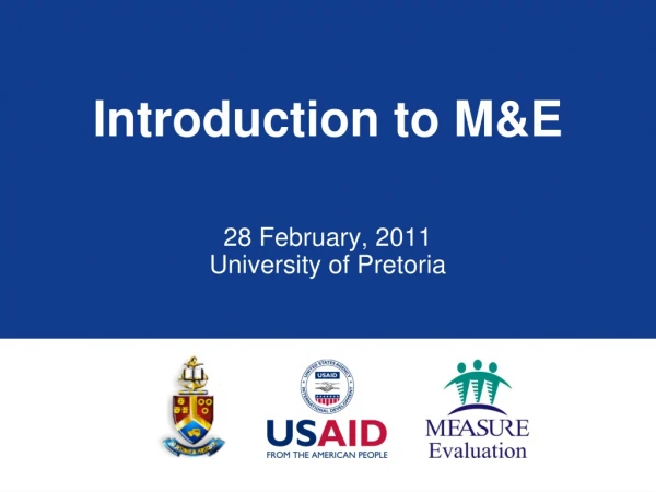 Introduction to M&amp;E
