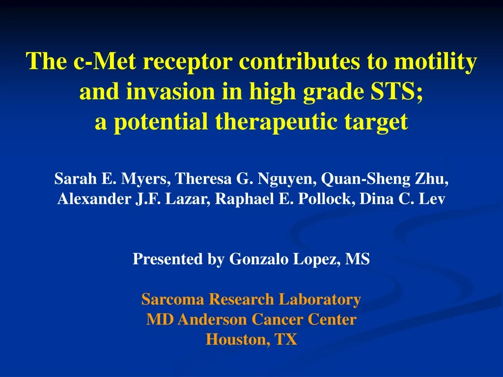 the c met receptor contributes to motility