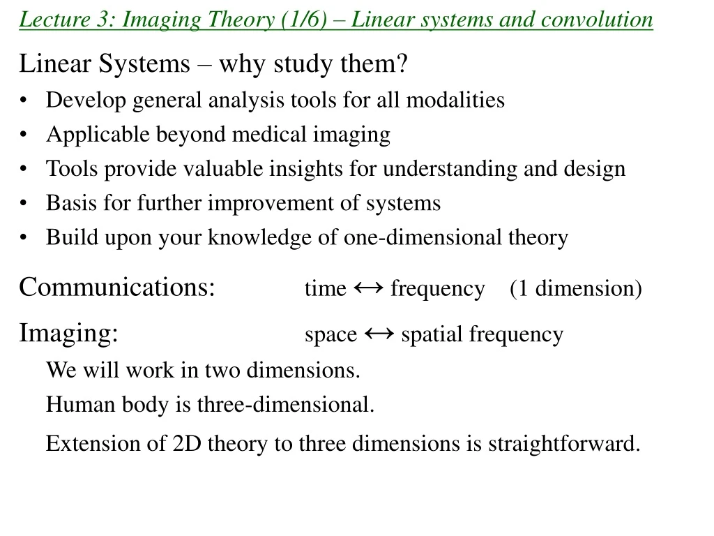 lecture 3 imaging theory 1 6 linear systems and convolution
