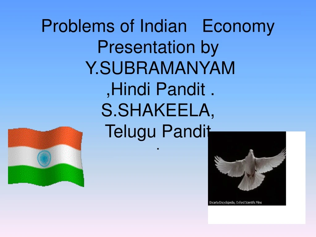 problems of indian economy presentation by y subramanyam hindi pandit s shakeela telugu pandit