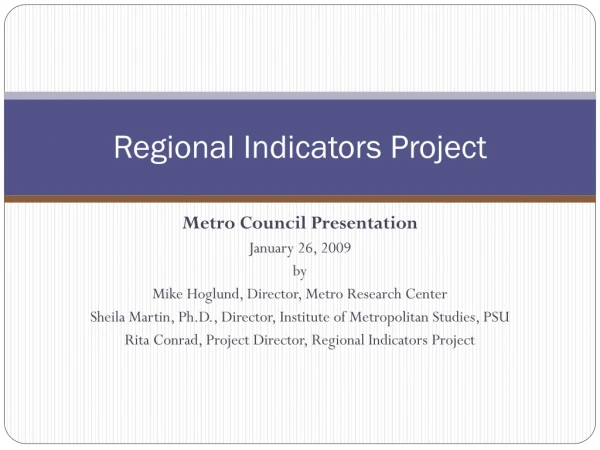 Regional Indicators Project