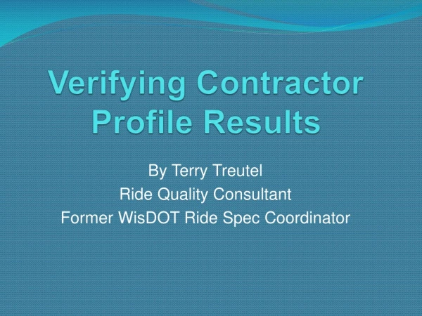 Verifying Contractor Profile Results