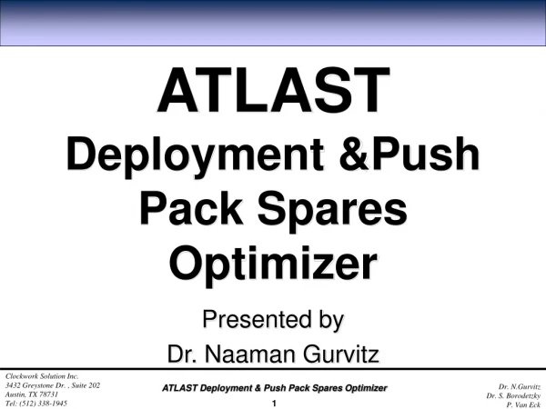 ATLAST Deployment &amp;Push Pack Spares Optimizer