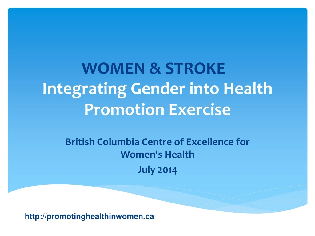 integrating gender into health promotion exercise