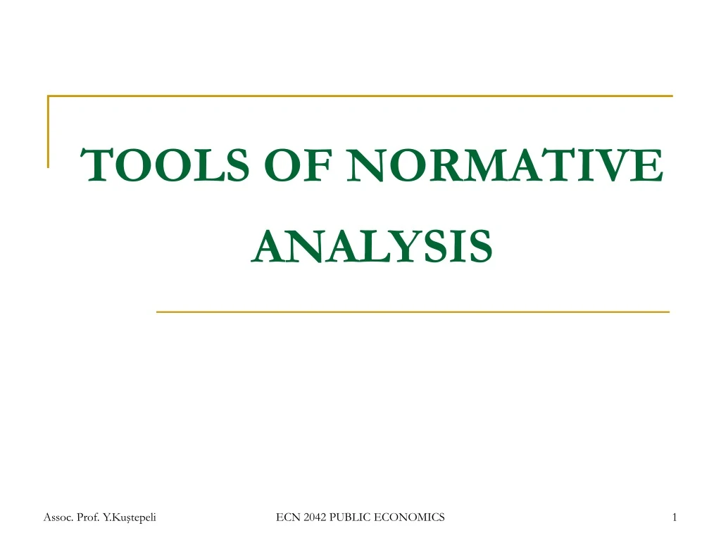 tools of normative analysis