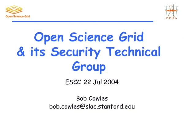 Open Science Grid &amp; its Security Technical Group