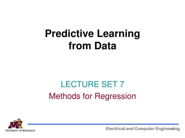 Predictive Learning  from Data