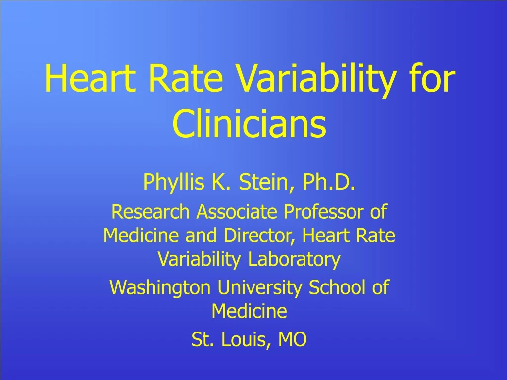 heart rate variability for clinicians