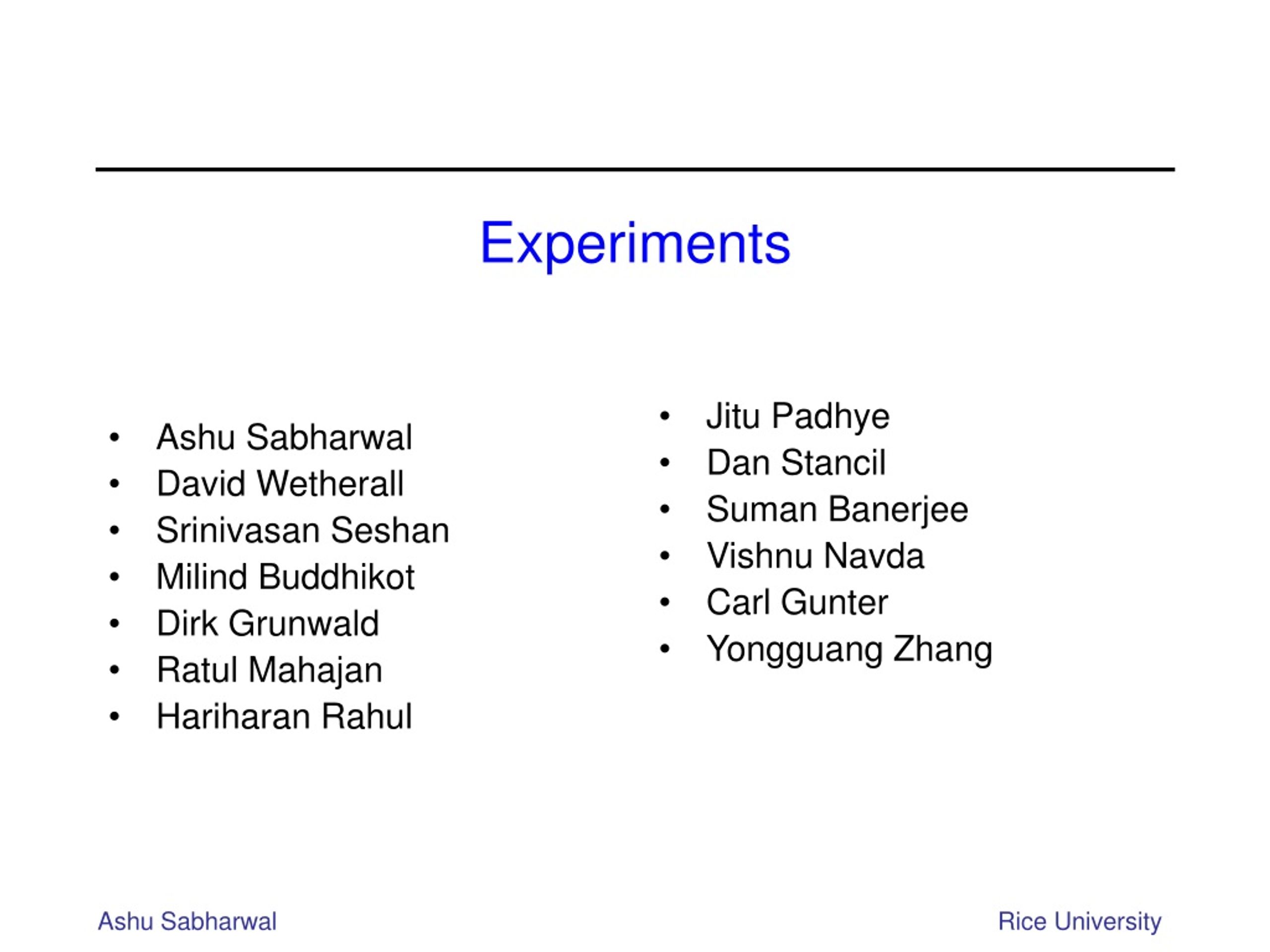 Experiments - slide 1