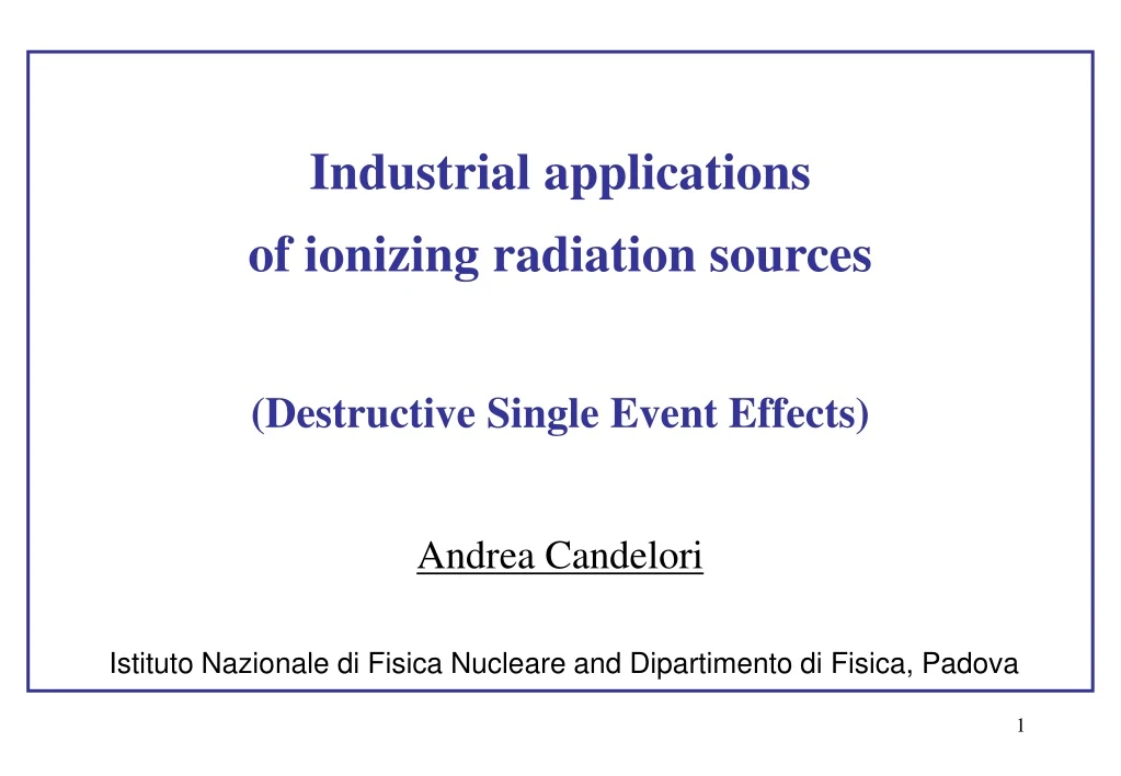 industrial applications of ionizing radiation