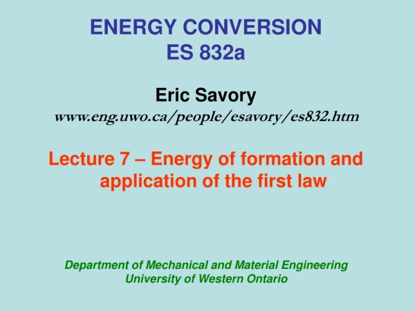 ENERGY CONVERSION ES 832a Eric Savory eng.uwo/people/esavory/es832.htm