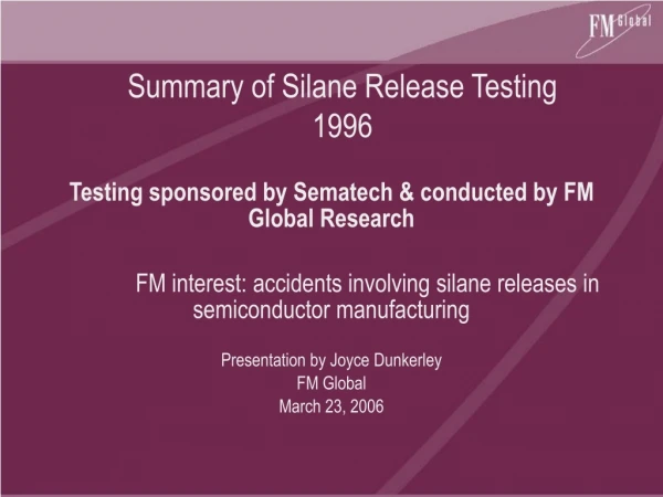 Summary of Silane Release Testing 1996