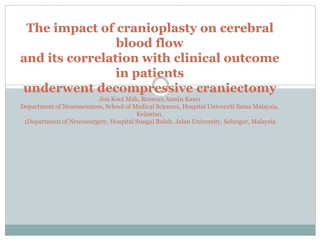 the impact of cranioplasty on cerebral blood flow