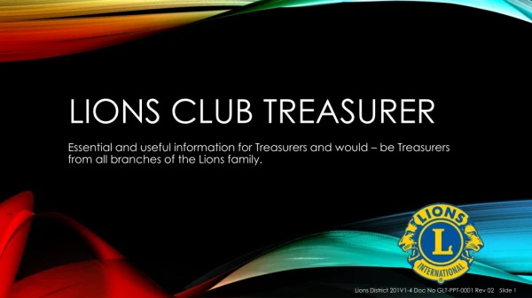 Lions club treasurer